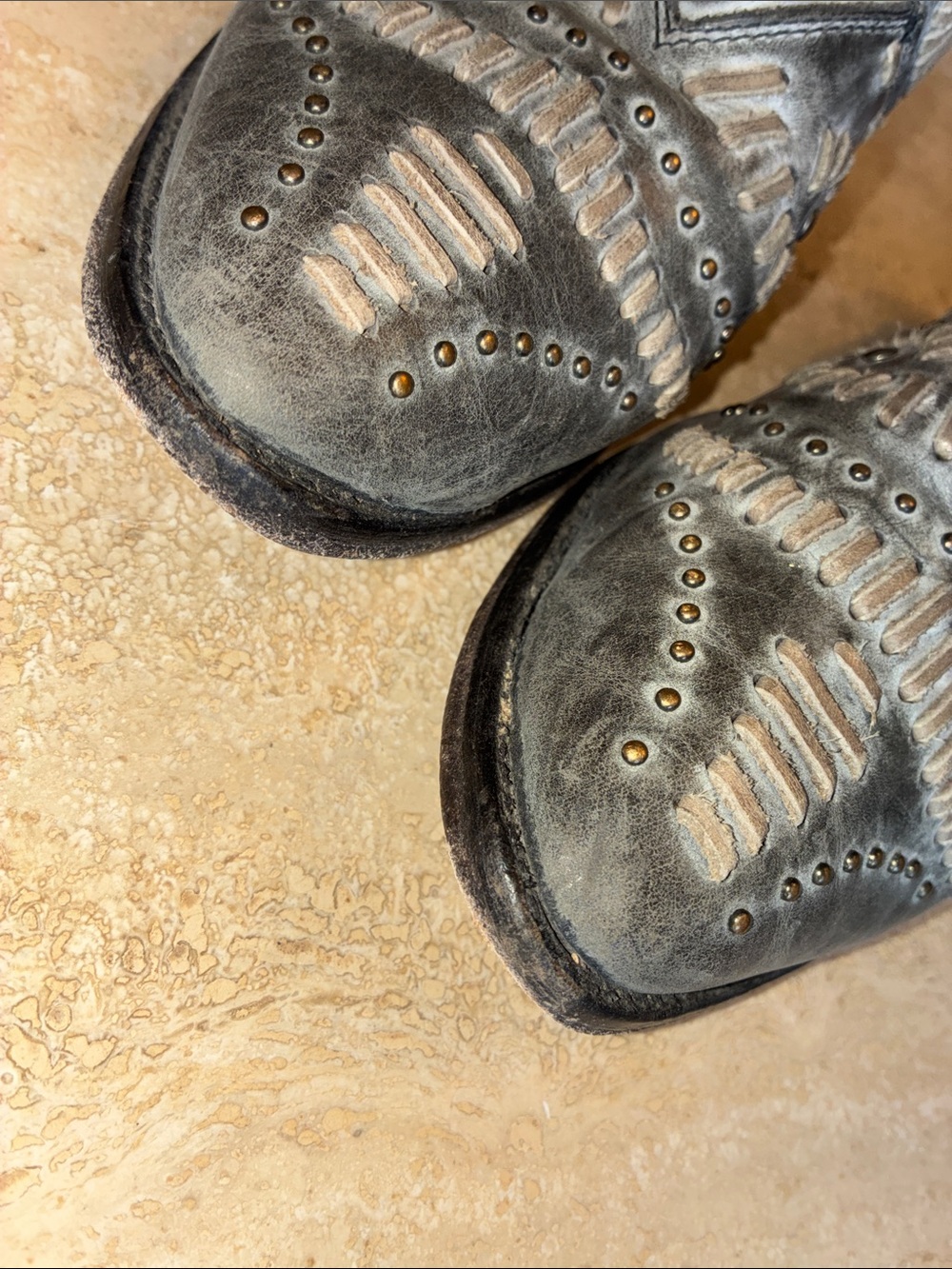 Matisse Ankle Boots Women's 9, Gray Studded Western Lacing, zipper, "Fiesta" euc - Picture 8 of 16